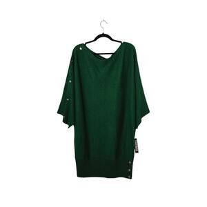 New York & Co Womens NWT Tunic Sweater Size Large Green Bat Wing Preppy